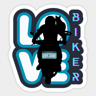 BIKER AND BEST CAT  DAD MOTORCYCLE RIDER BLUE Sticker